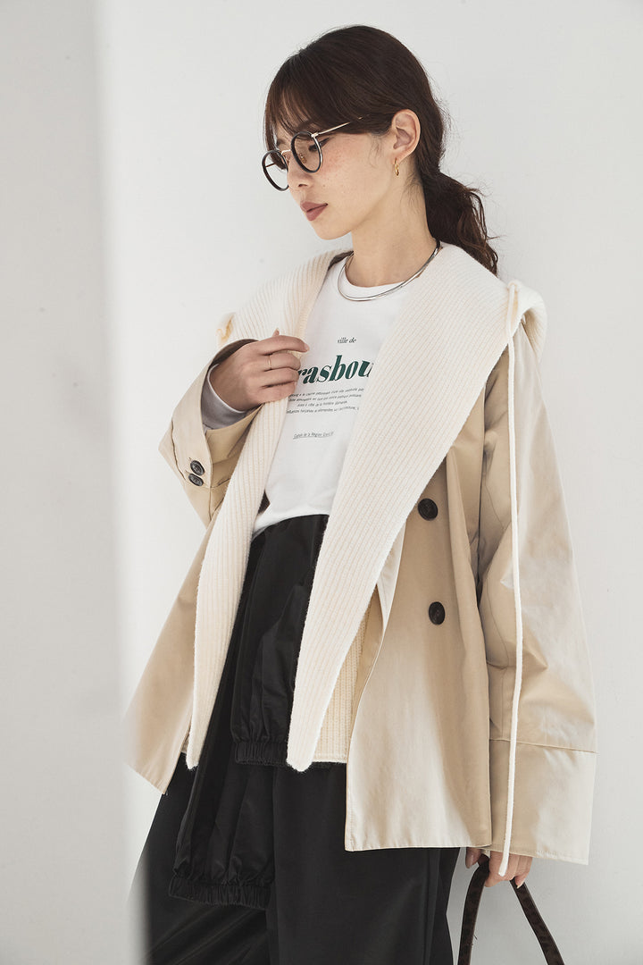 [SET]ナイロントレンチコート+合繊ツイルスタンドウエスト巻きジョガーパンツ(2set)