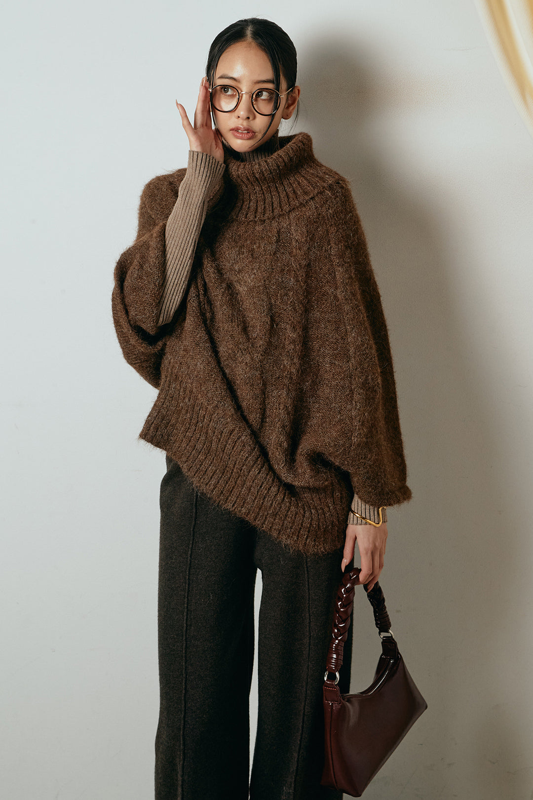 [SET]起毛ミディアムスリーブニットトップス+センターラインニットパンツ(2set)