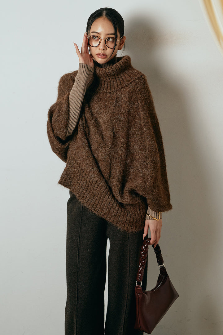 [SET]起毛ミディアムスリーブニットトップス+センターラインニットパンツ(2set)