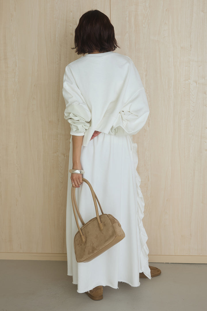 [SET]アームパッチスウェットプルオーバー+ビッグフリルスウェットロングスカート(2set)