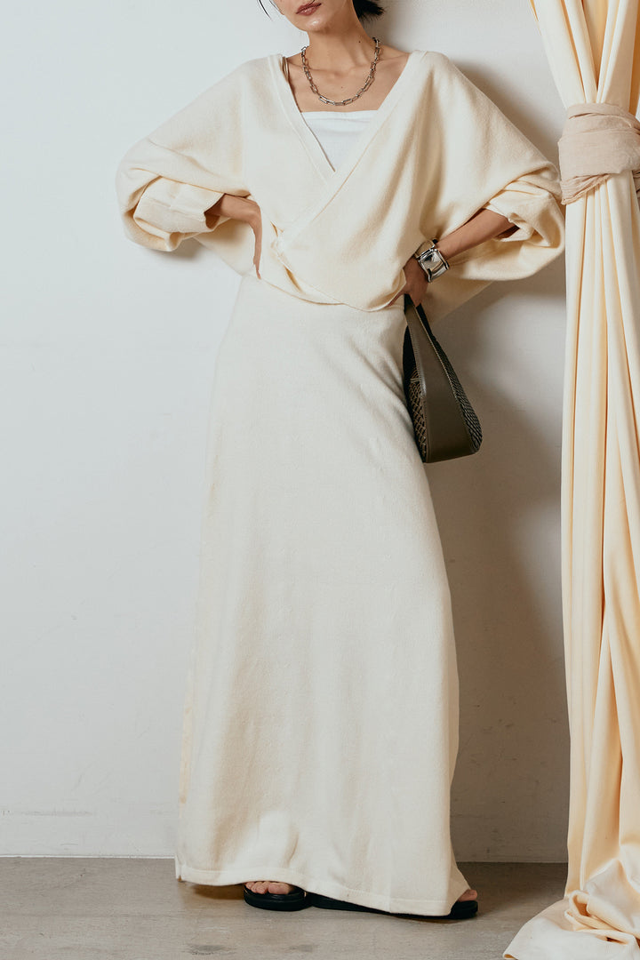 [SET]カシュクールニットカーディガン+ニットロングスカート(2set)