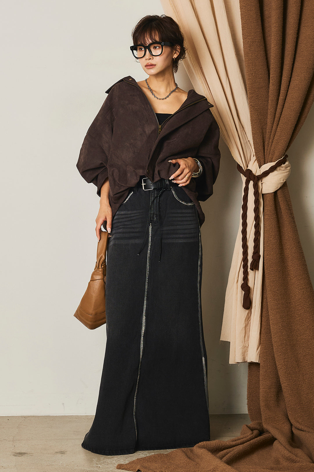 【即納】バルーンシルエットフェイクスエードブルゾン