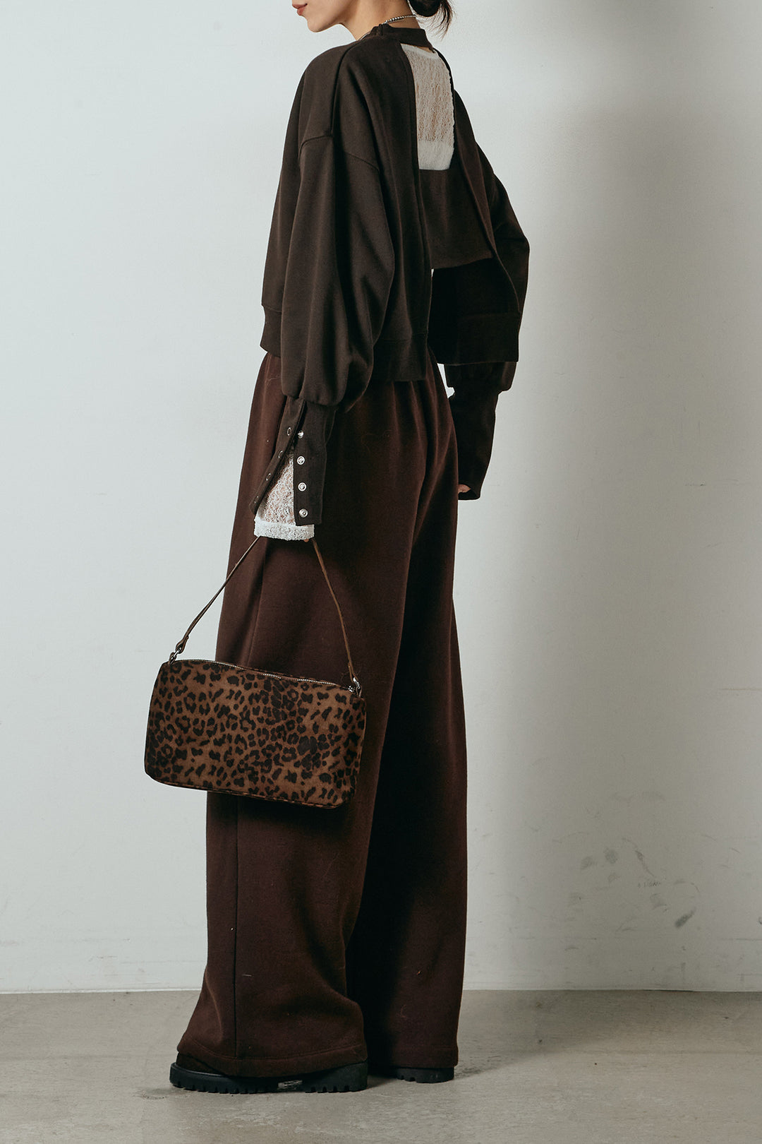 [SET]裏毛バックオープンプルオーバー+裏起毛スウェットワイドパンツ(2set)