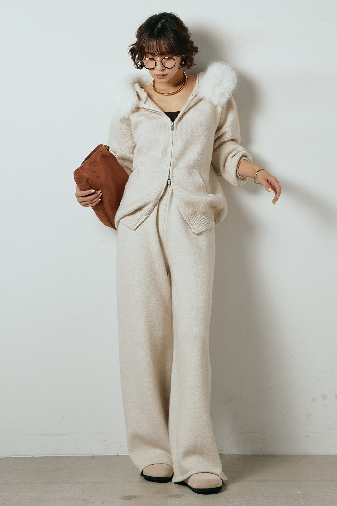 [SET]ファー付きフーディーニットSETUP