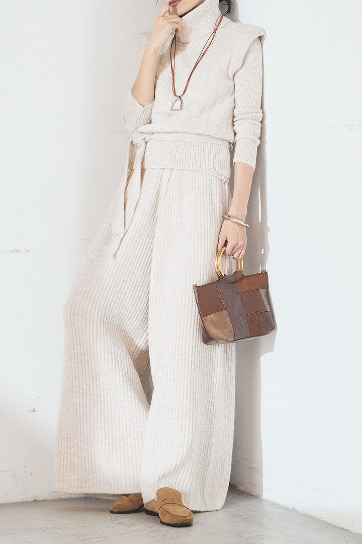 [SET]3ピースハイネックニットベストSETUP