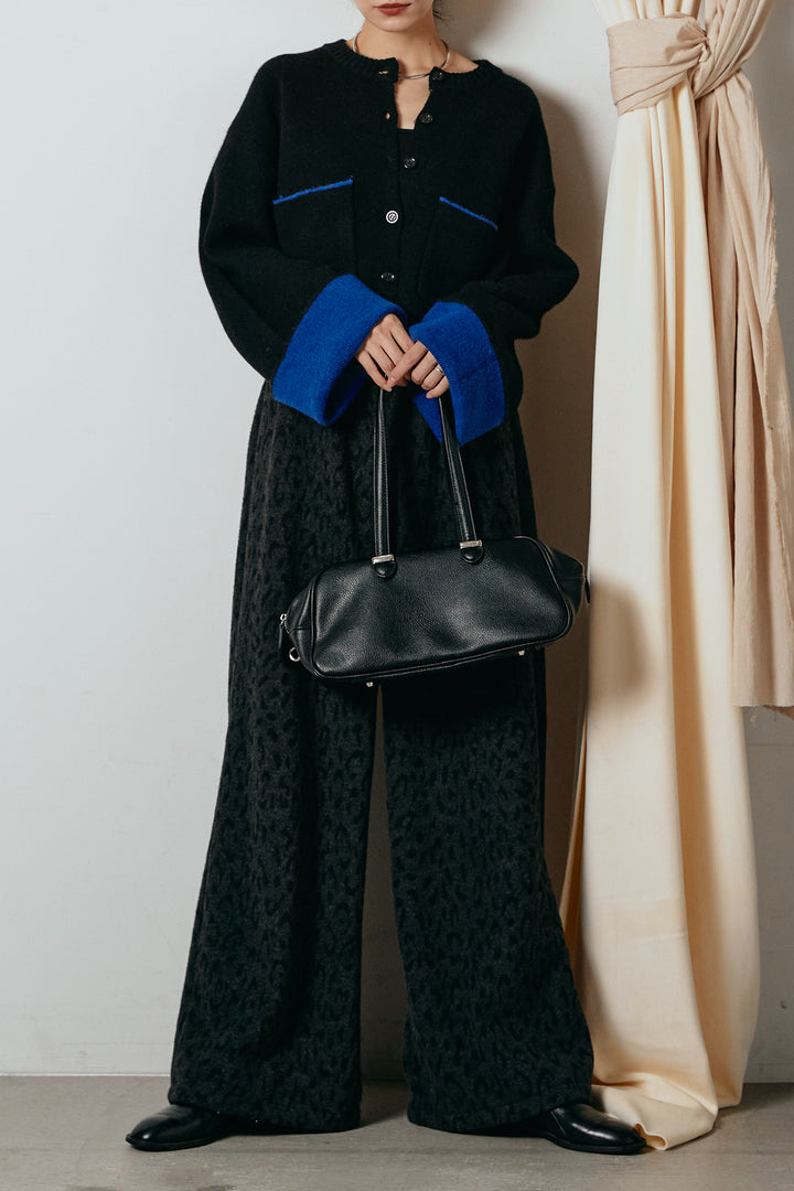 [SET]アルパカタッチダブルフェイスカーディガン+レオパードジャガードニットパンツ(2set)