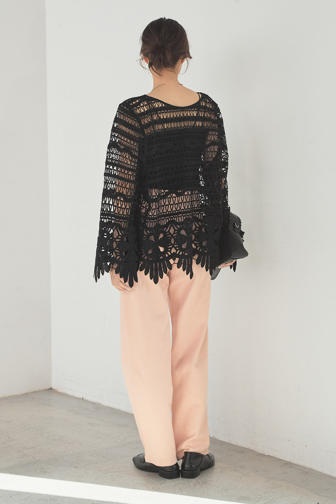 [SET]裾デザインメッシュプルオーバー+スプリングカラーデニムパンツ(2set)