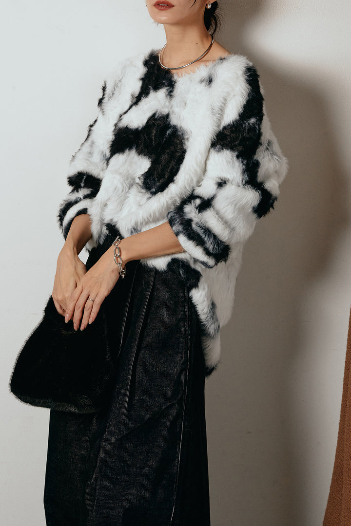 [SET]タイダイ柄シャギーニットトップス+フロントタック入りコーデュロイパンツ(2set)