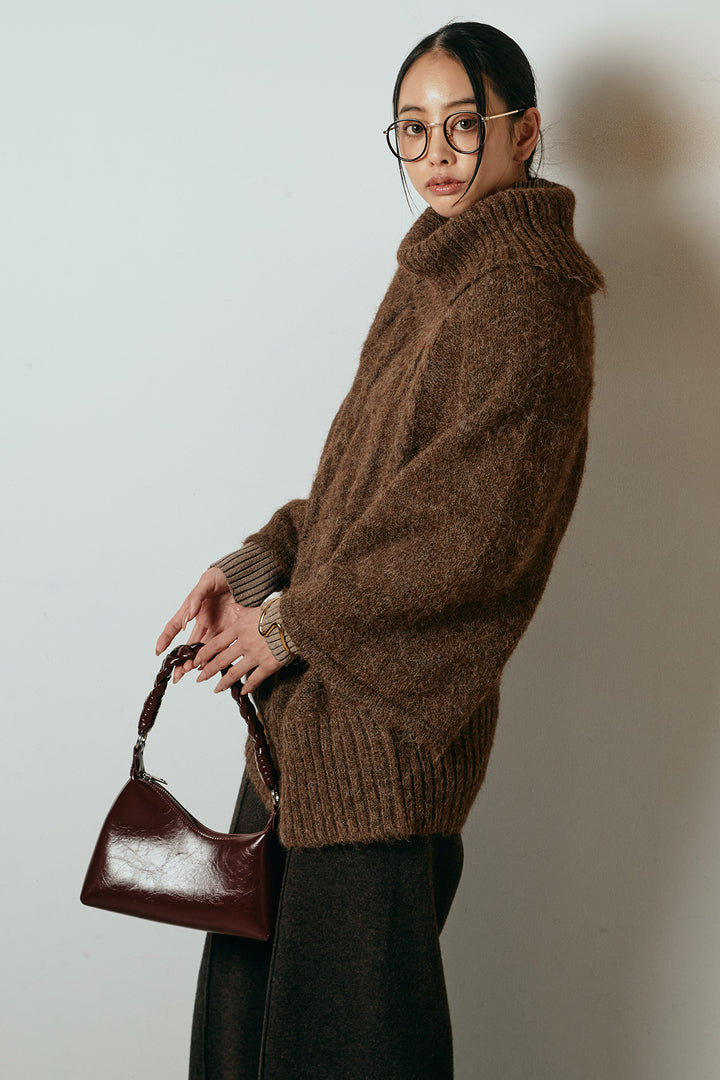 [SET]起毛ミディアムスリーブニットトップス+リブニットシームレスタートルプルオーバー+センターラインニットパンツ(3set)