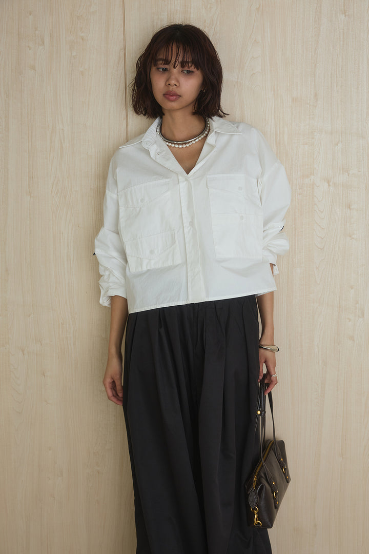 [SET]ビッグポケットシャツ+裾絞りワイドパンツ(2set)