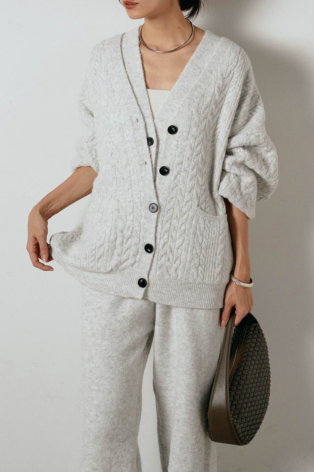 [SET]3ピースフロントボタンニットSETUP