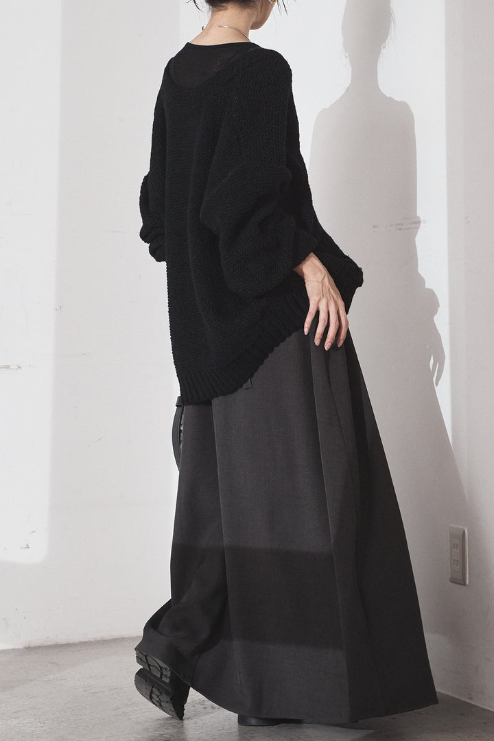 [SET]コード刺繍リラックスニットカーディガン+フレアリラックスキャミワンピース(2set)