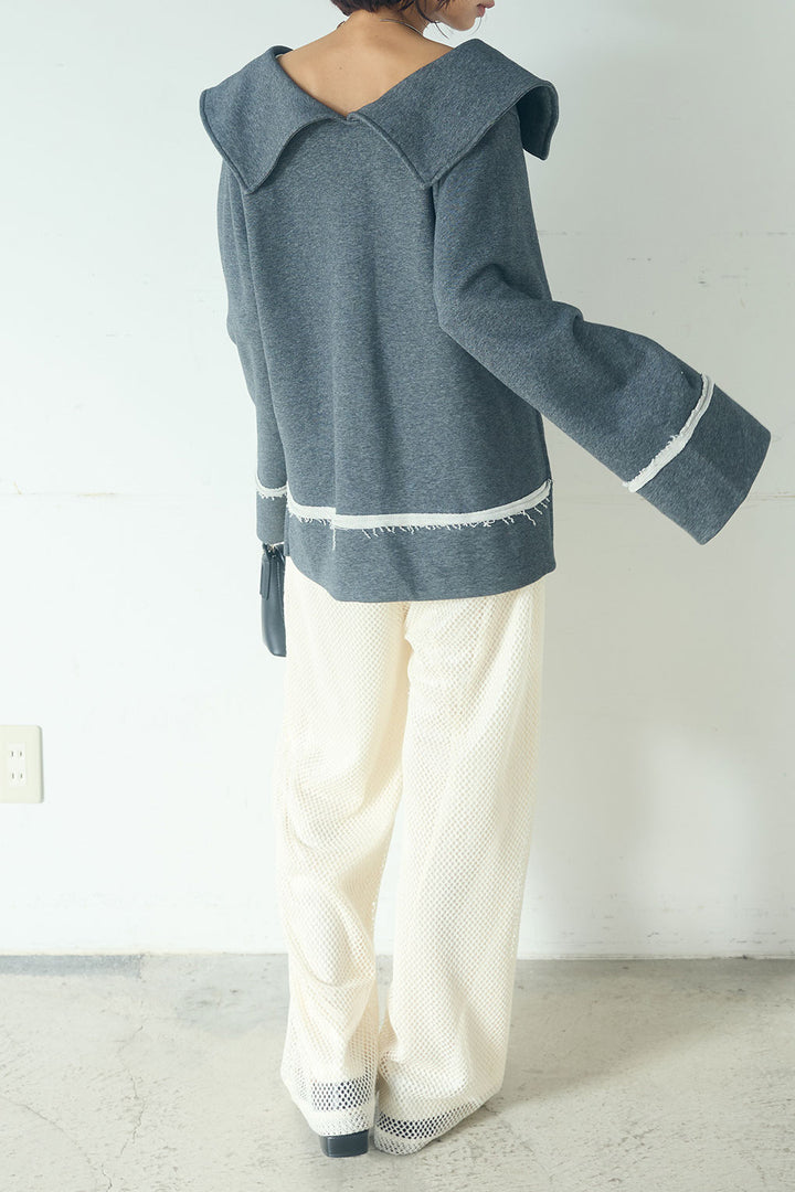 [SET]ビッグカラー2WAYスウェットトップス+メッシュリラックスパンツ(2set)