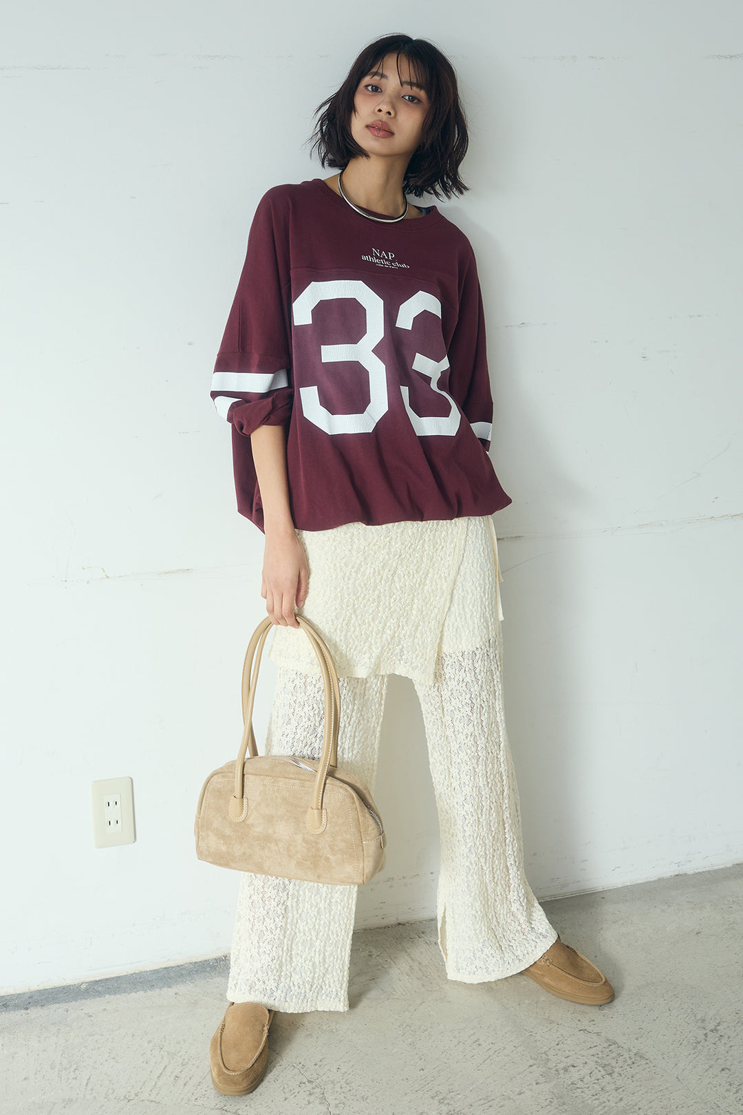 [SET]裾ドロストナンバービッグTシャツ+ストレッチレースパンツ＆ラップスカートセット(2set)