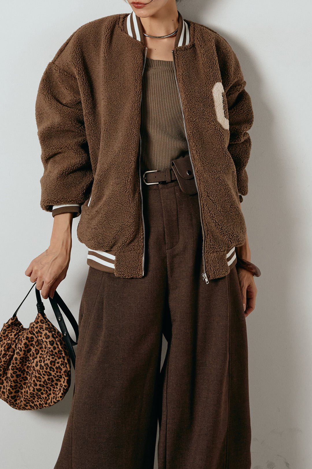 [SET]ロゴスタジャンボアブルゾン+ポーチベルト付きカーブパンツ(2set)