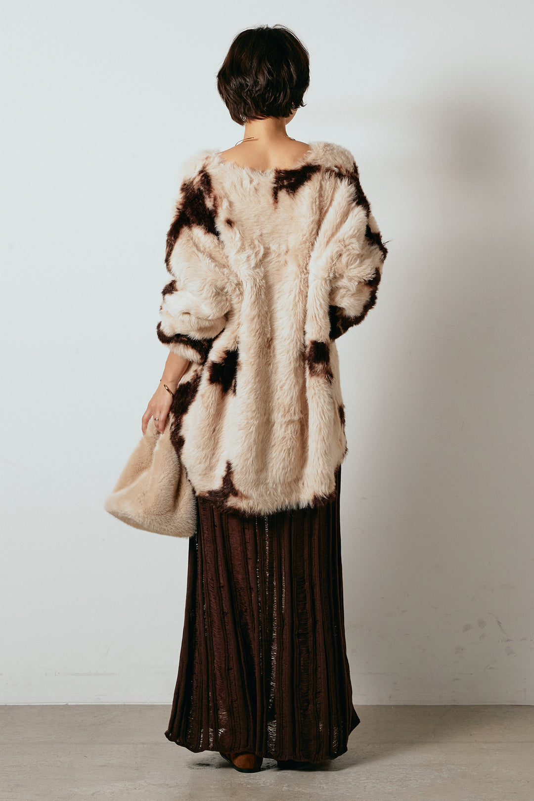 [SET]タイダイ柄シャギーニットトップス+裾シアーリブスカート(2set)