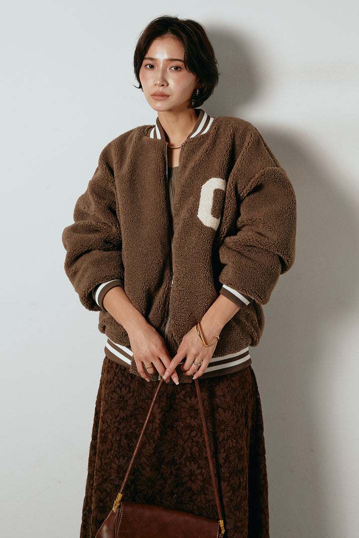 [SET]ロゴスタジャンボアブルゾン+花柄刺繍ベロアフレアスカート(2set)