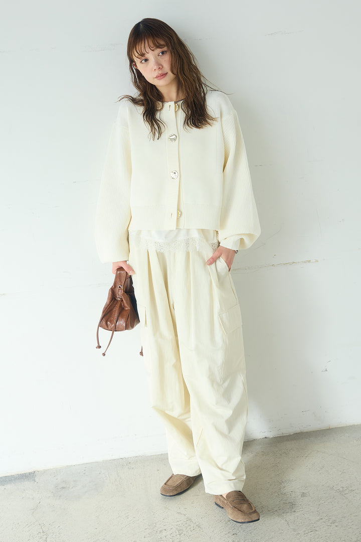 [SET]スポンディッシュBIGボタンクルーネックカーディガン+撥水ジョガーパンツ(2set)