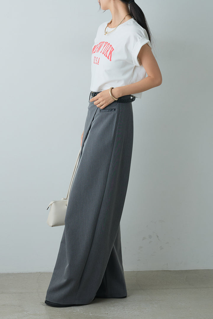 [着回しセット]ショート丈NEWYORKロゴTシャツ+ショート丈NEWYORKロゴTシャツ+ベルト付きクロスデザインパンツ(3set)