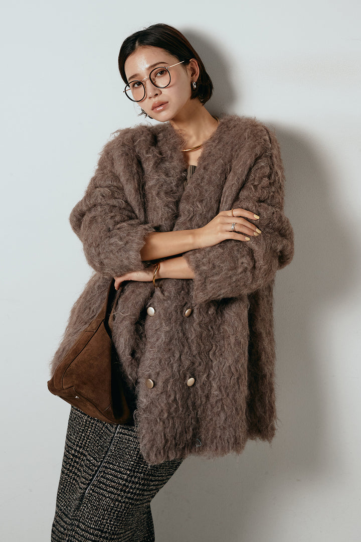 ウェーブシャギーニットジャケット