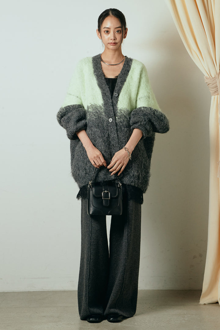 [SET]起毛グラデーションニットカーディガン+レース切り替えキャミソール(2set)