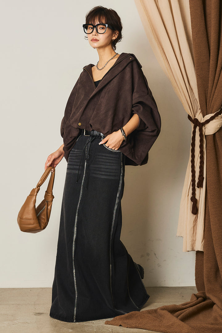 【即納】バルーンシルエットフェイクスエードブルゾン