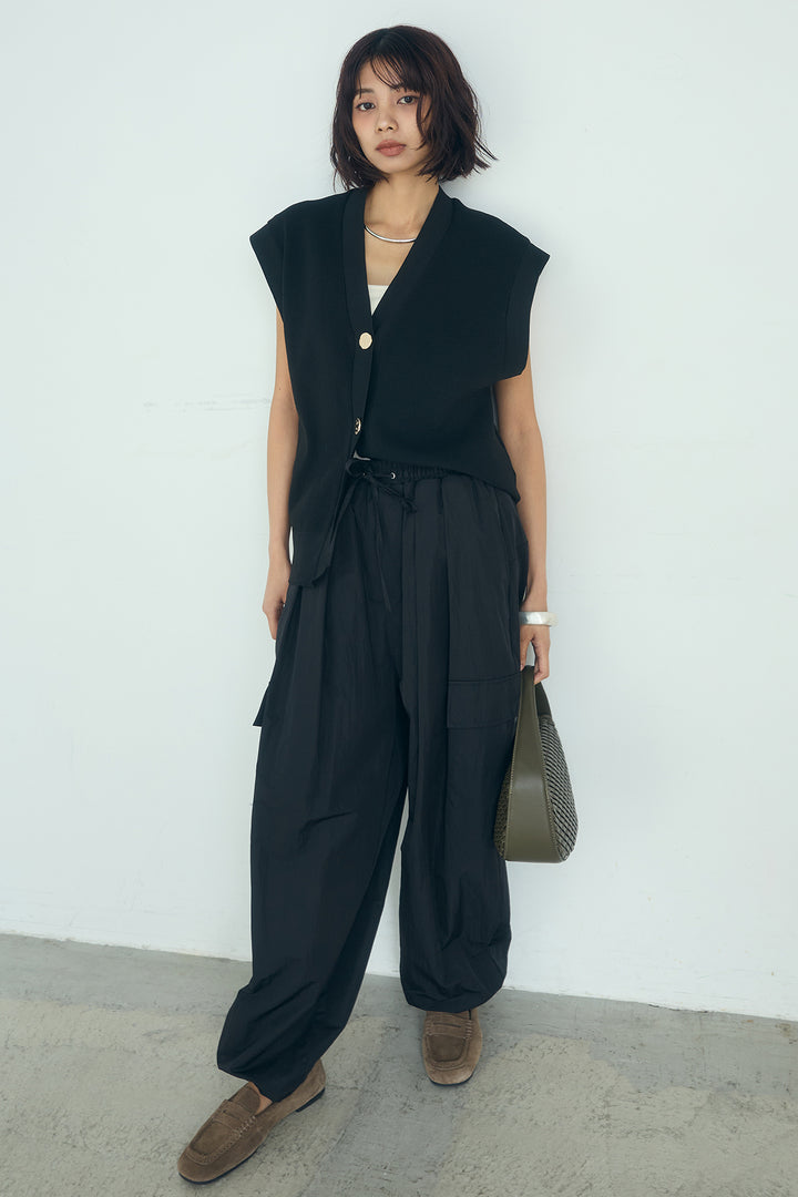 [SET]ポリウーリーメタルボタンベスト+撥水ジョガーパンツ(2set)