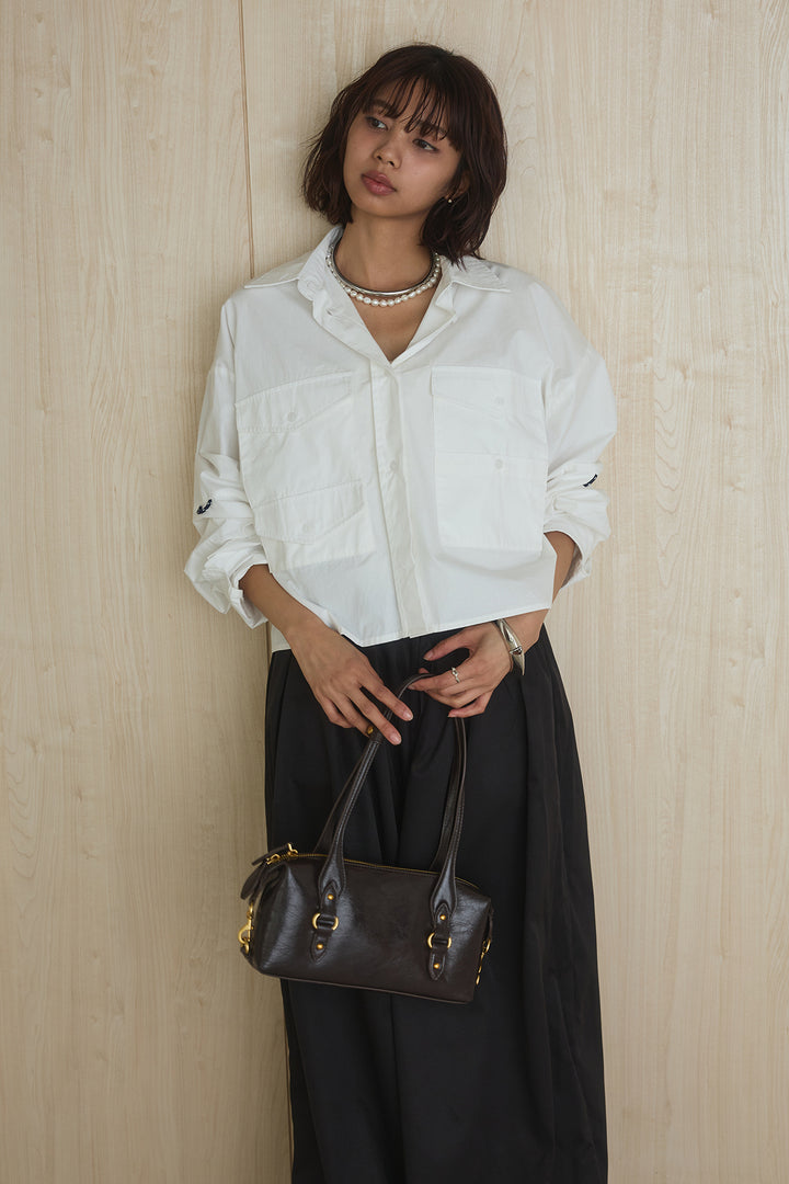 [SET]ビッグポケットシャツ+裾絞りワイドパンツ(2set)