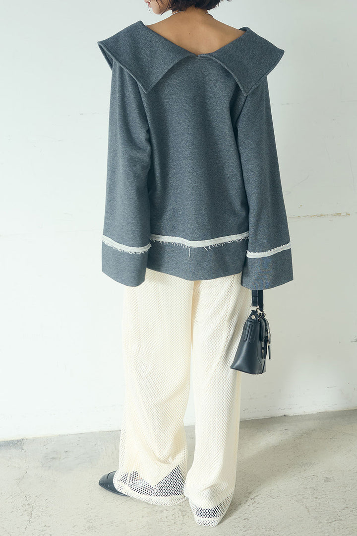 [SET]ビッグカラー2WAYスウェットトップス+メッシュリラックスパンツ(2set)