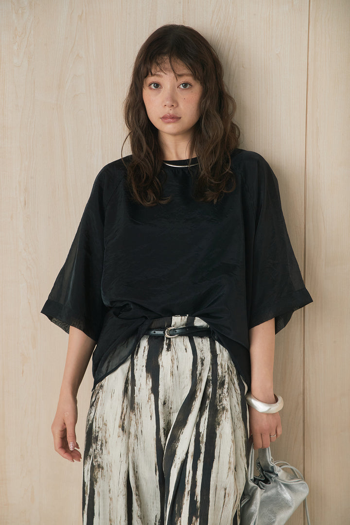 [SET]オーガンジー重ねBIGTシャツ+細ベルト付きタイダイカラーパンツ(2set)