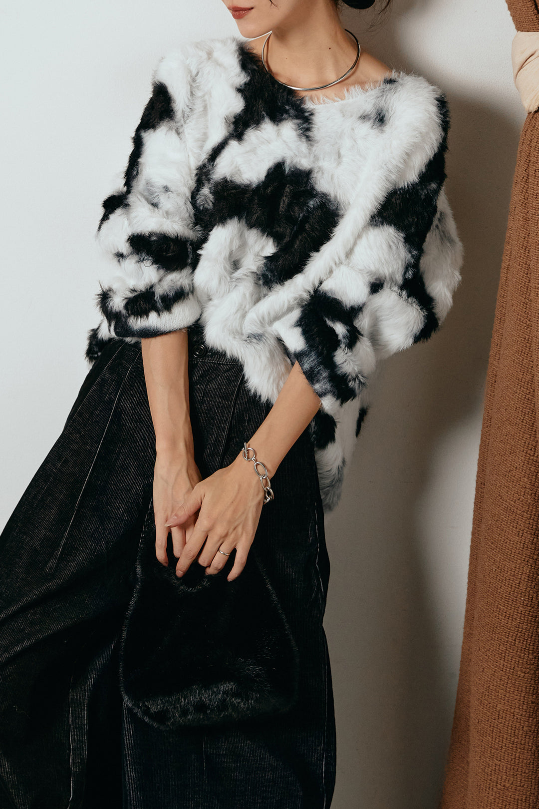 [SET]タイダイ柄シャギーニットトップス+フロントタック入りコーデュロイパンツ(2set)