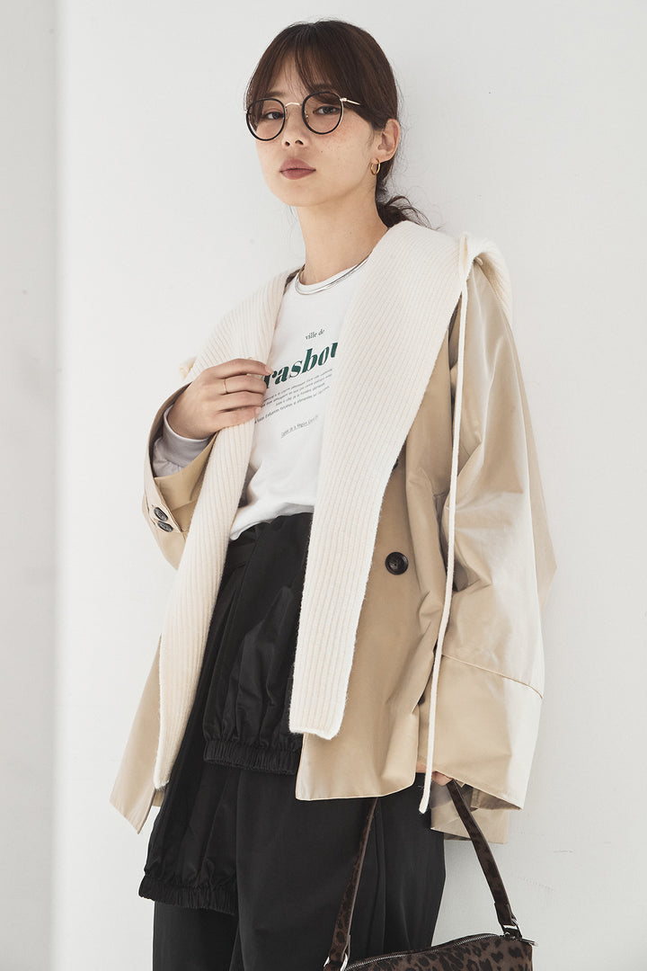 [SET]ナイロントレンチコート+合繊ツイルスタンドウエスト巻きジョガーパンツ(2set)