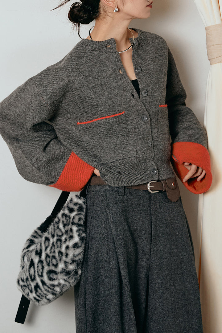 [SET]アルパカタッチダブルフェイスカーディガン+ポーチベルト付きカーブパンツ(2set)