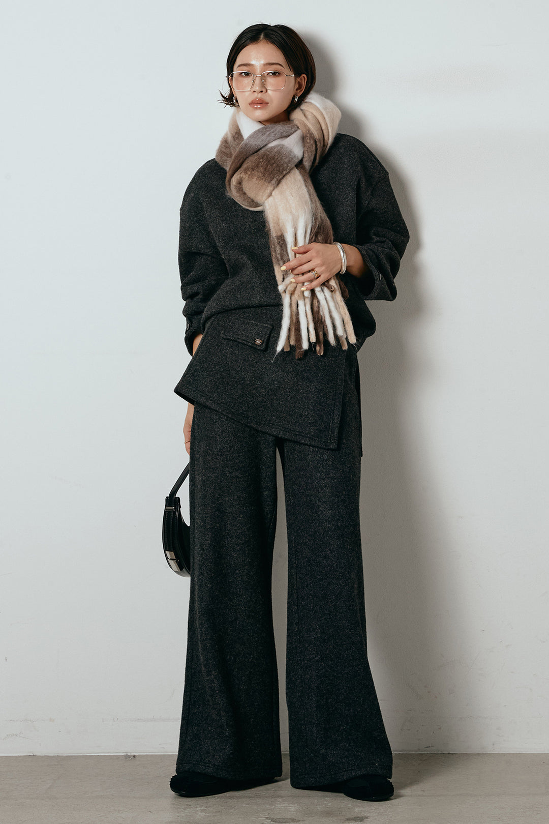 [SET]チェックマフラー付きニットSETUP