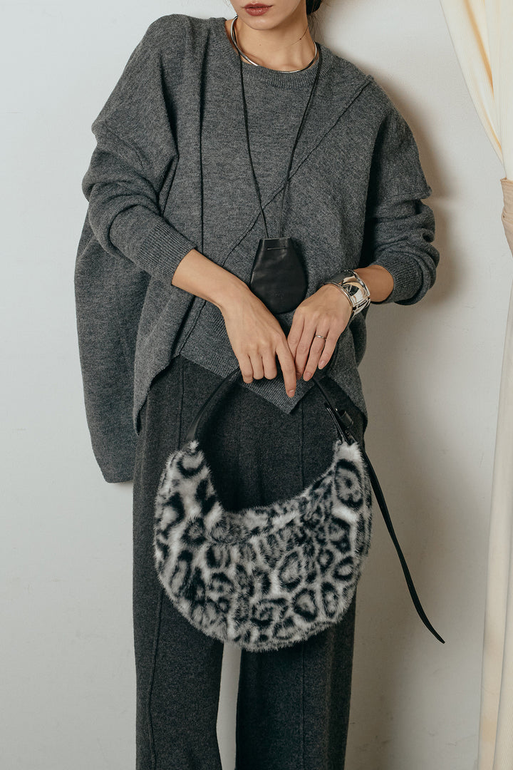 [SET]アシンメトリーデザインニットトップス+センターラインニットパンツ(2set)