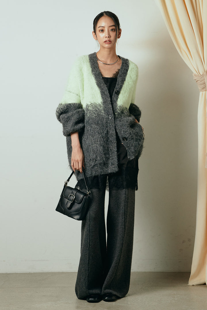 [SET]起毛グラデーションニットカーディガン+レース切り替えキャミソール(2set)