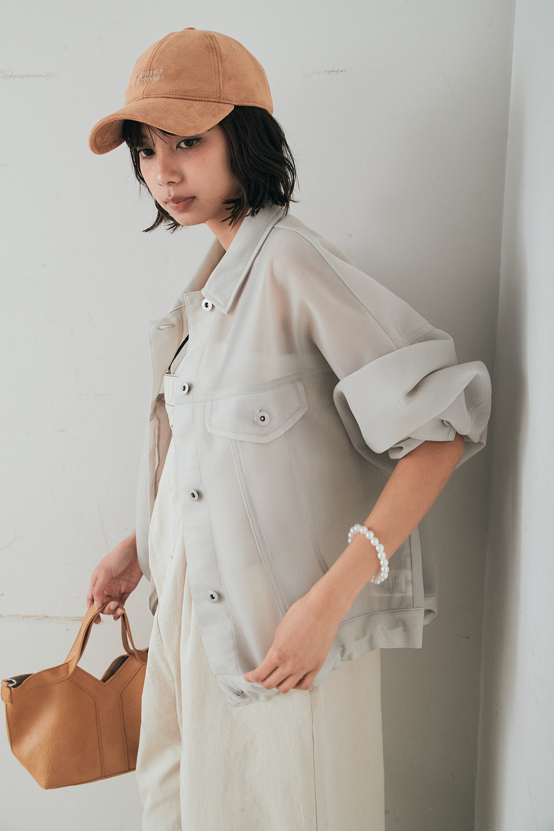 [SET]シアーダンボールサイドドロストジャケット+綿ツイルアシメサロペット(2set)