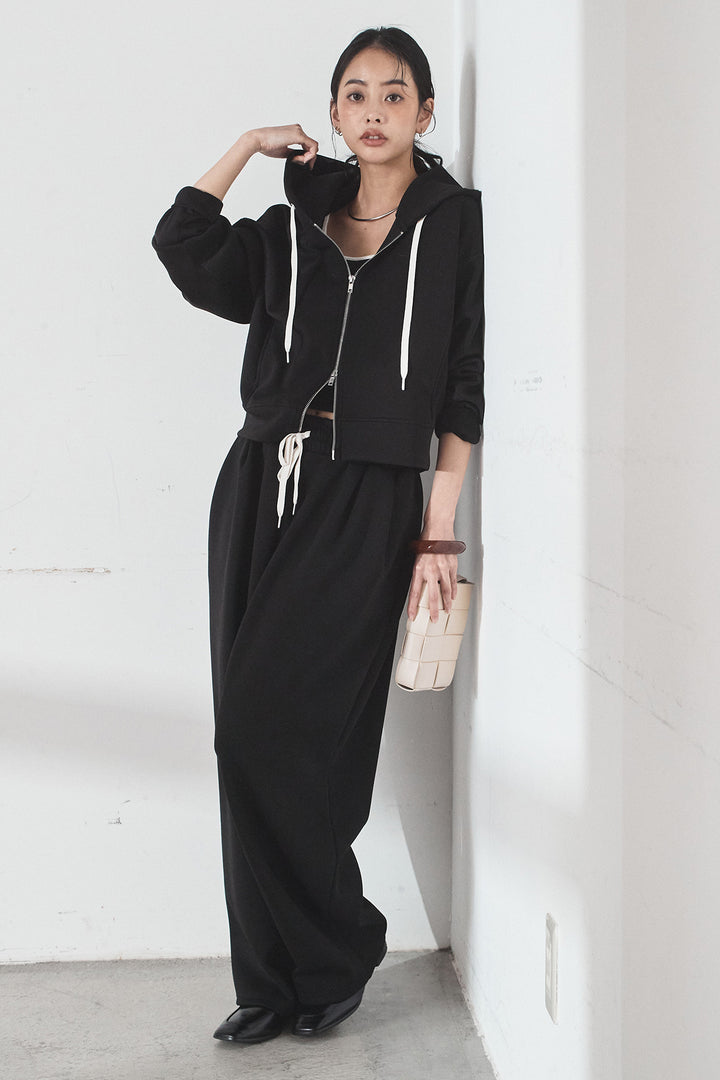 [SET]スウェットドルマンジップフードパーカー+スウェットコクーンイージーパンツ(2set)