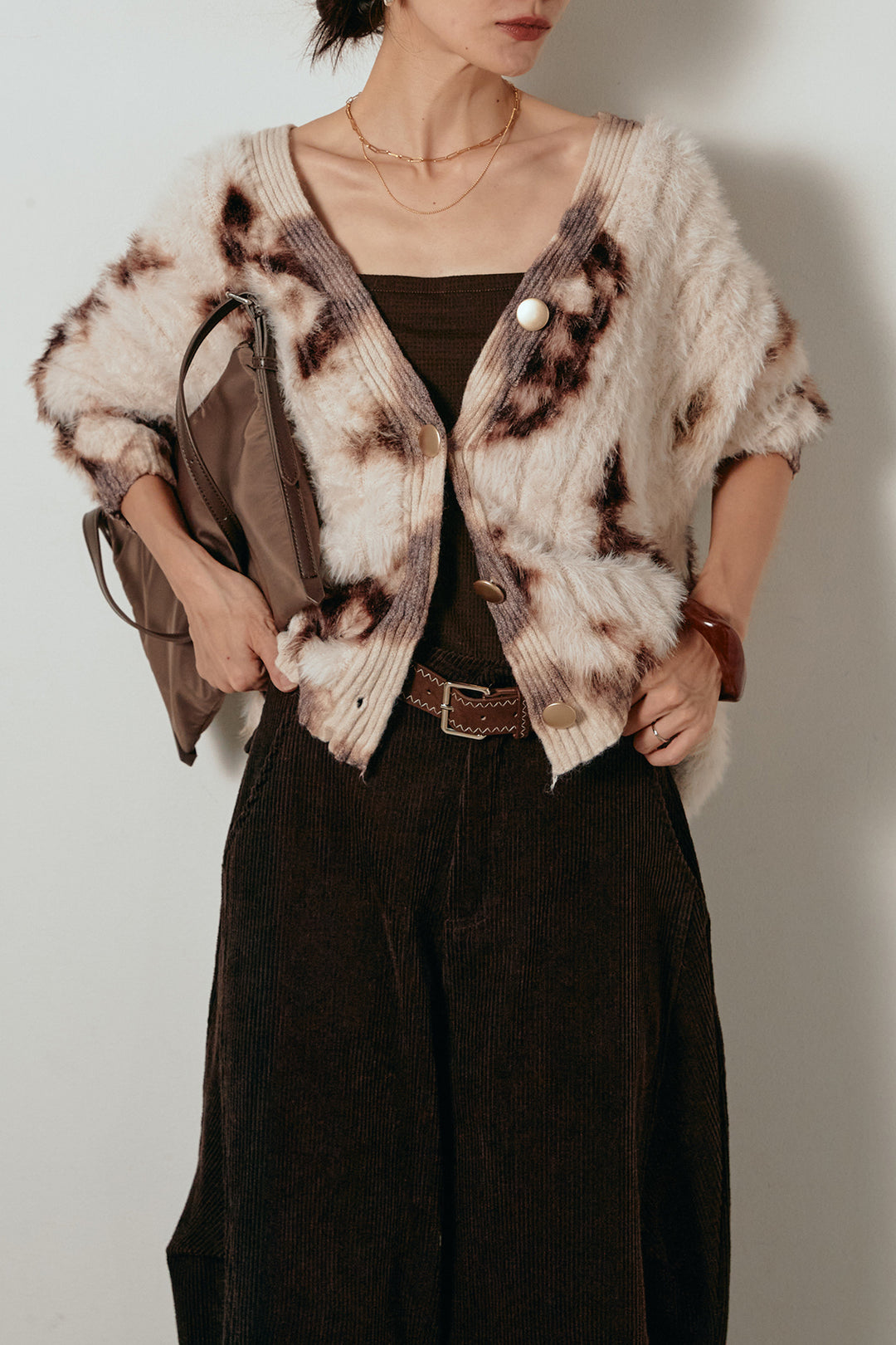 【即納】タイダイ柄シャギーニットカーディガン