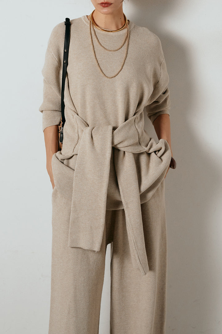 [SET]ウエスト巻きワッフルニットSETUP