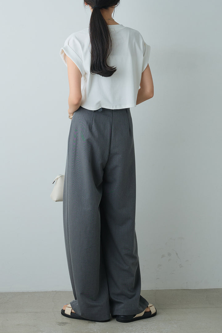 [SET]ショート丈NEWYORKロゴTシャツ+ベルト付きクロスデザインパンツ(2set)