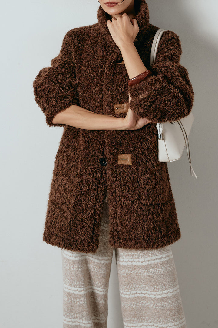 [SET]リバーシブルボアアウター+マルチライン柄リラックスニットパンツ(2set)