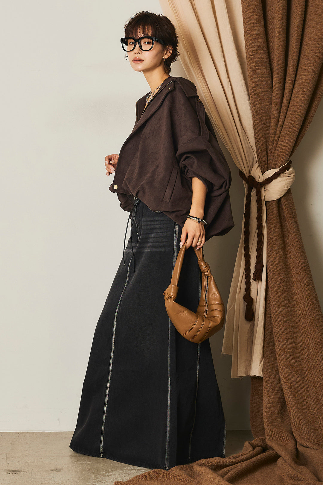 【即納】バルーンシルエットフェイクスエードブルゾン