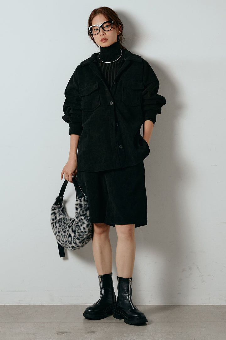 [SET]襟付きコーデュロイポケットシャツ+リラックスコーデュロイハーフパンツ(2set)