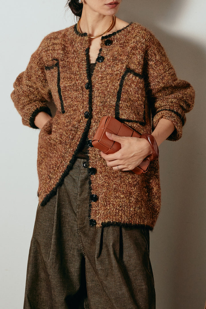 [SET]ミックスニットポケットカーディガン+フロントタック入りコーデュロイパンツ(2set)