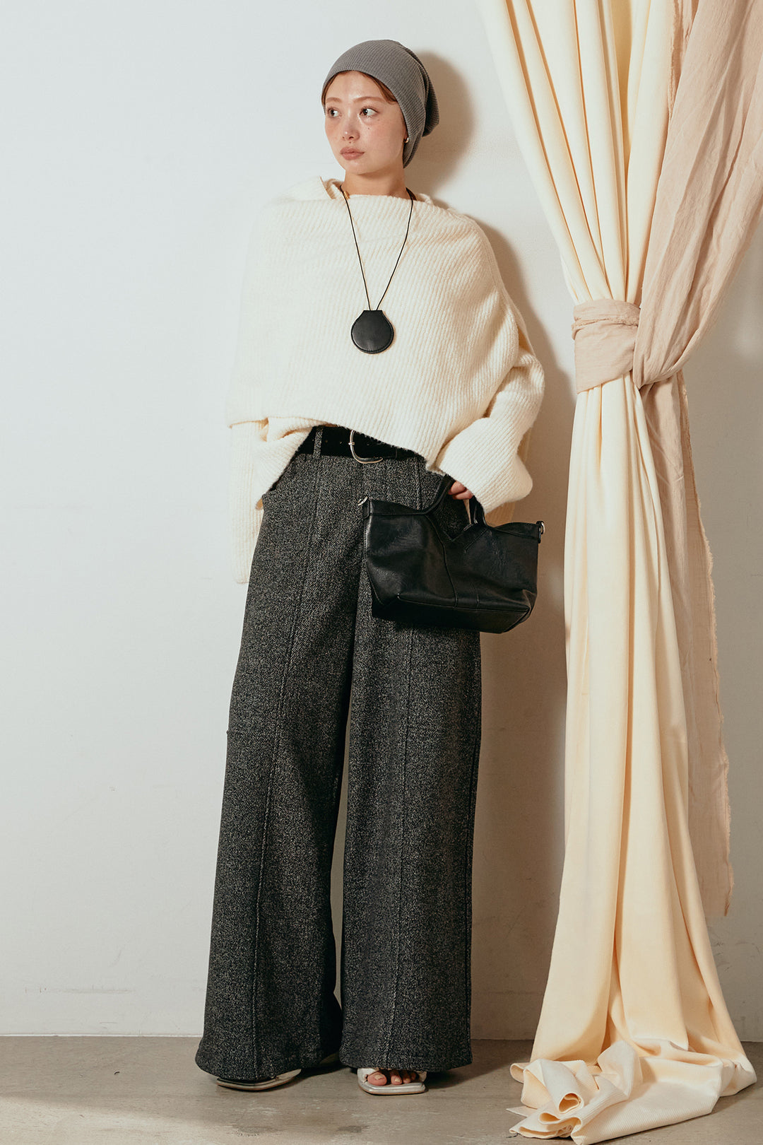 【着回しセット】[SET]ケープデザインリブニットトップス+ケープデザインリブニットトップス(2set)