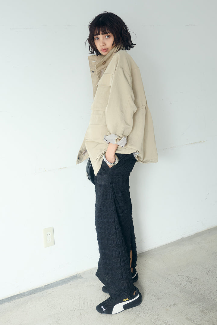 [SET]ナイロンツイルフィールドジャケット+ジャガードカットソータイトスカート(2set)