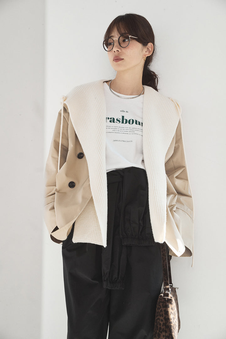 [SET]ナイロントレンチコート+合繊ツイルスタンドウエスト巻きジョガーパンツ(2set)