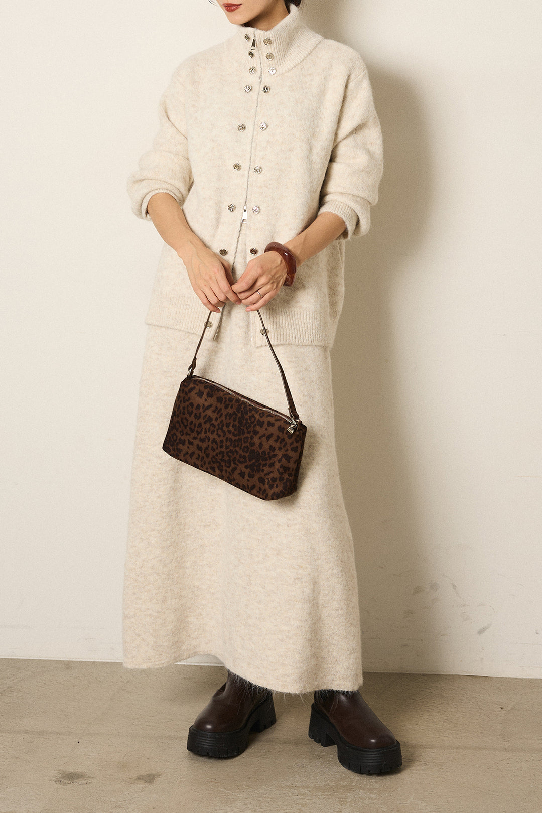 [SET]ハイネックメタルプレートニットスカートSETUP