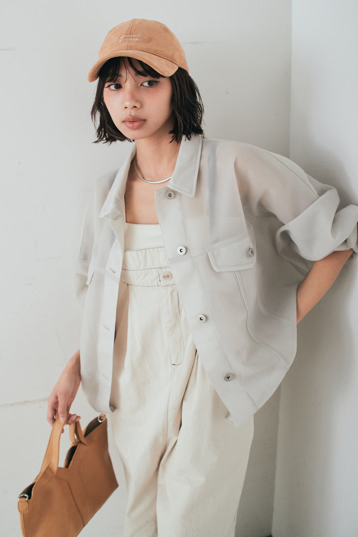 [SET]シアーダンボールサイドドロストジャケット+綿ツイルアシメサロペット(2set)